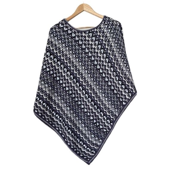 Vintage Zozo Open Knit Poncho Reversible Women's Pullover Sweater (Size S/M) - Picture 5 of 12